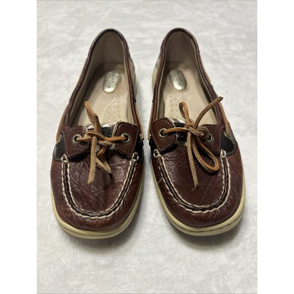 Sperry Top Sider Women's Size 9 M Brown Leather Angelfish Boat Shoes Eyelet - Picture 1 of 9
